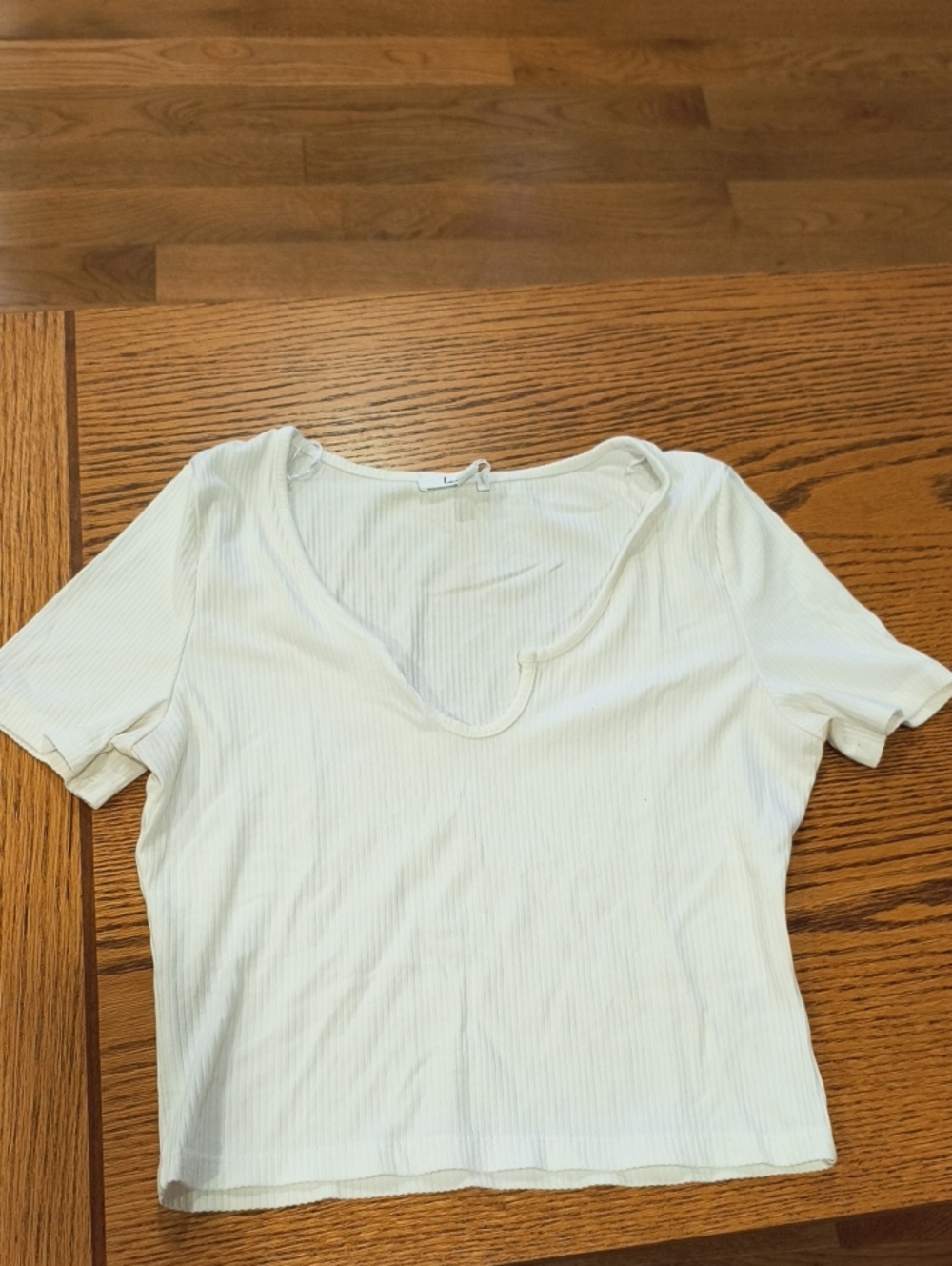 Love Tree White Ribbed Scoop Crop Top
